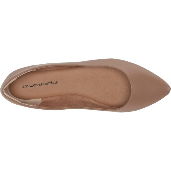 Womens Brown Faux Leather Closed Pointed-Toe Low Heel Slip On Ballet Flat Shoes - Picture 9 of 9